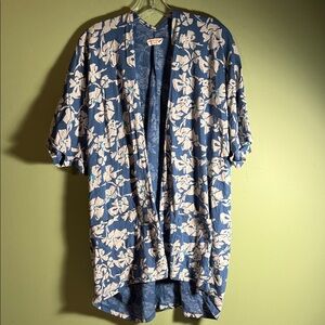 Floral Blue Kimono Cardigan